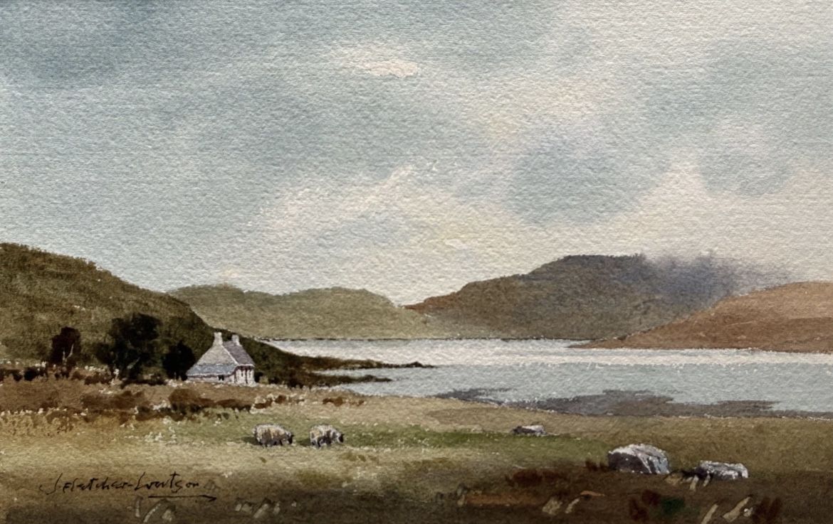 Edward Wesson watercolour painting - Loch Ainort, Isle of Skye