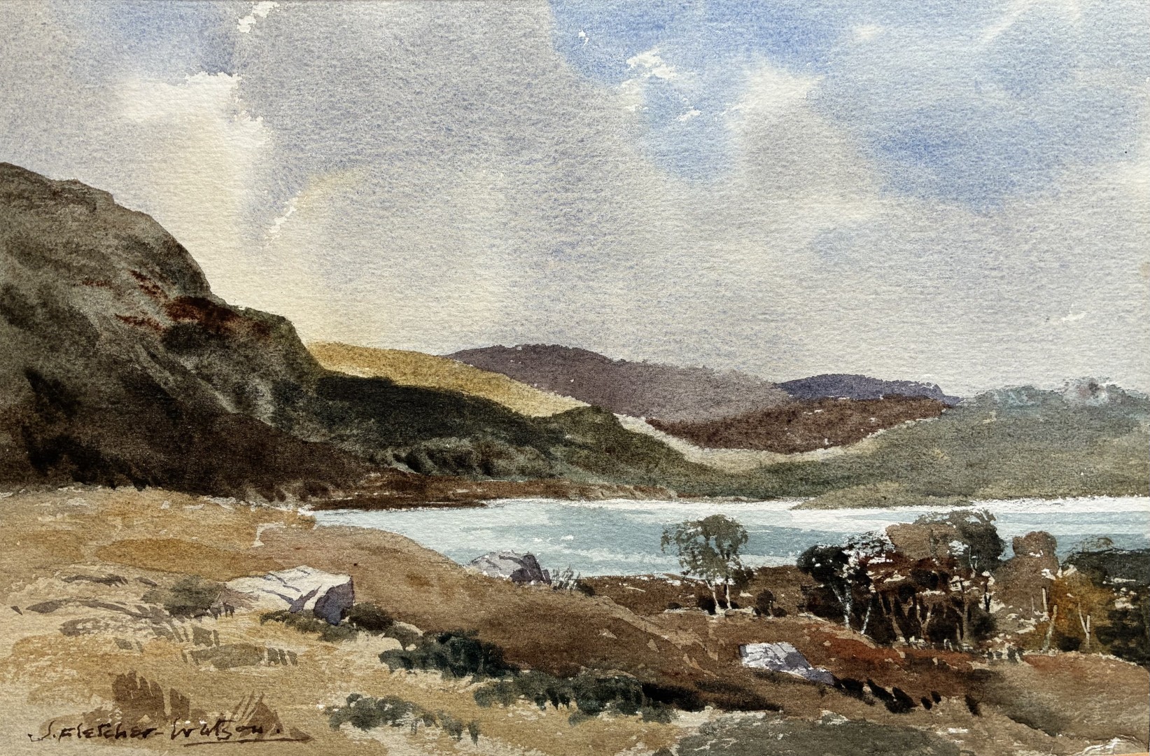 Edward Wesson watercolour painting - Evening Light, Upper Loch Torridon, Scotland, 12/11/1984